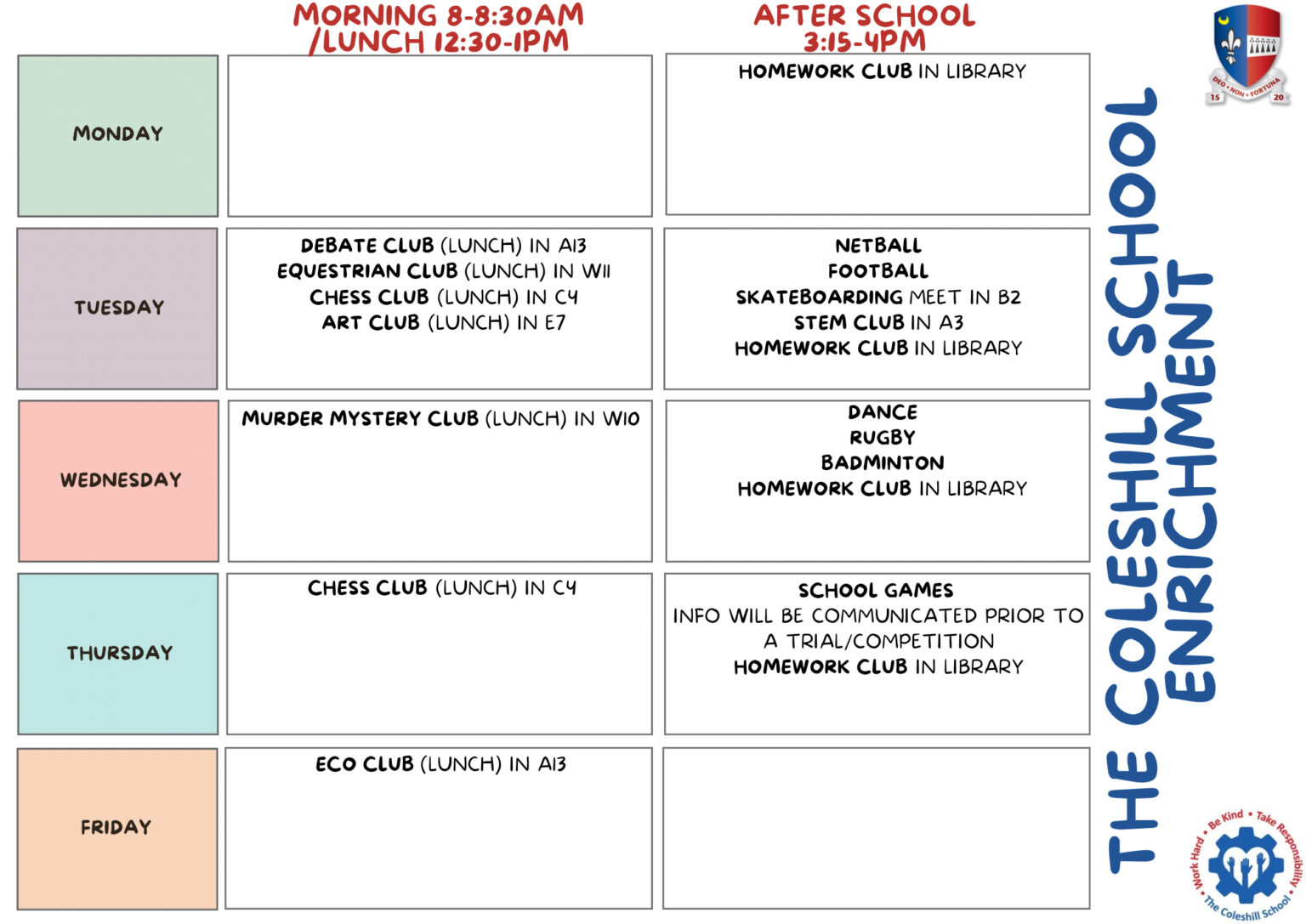 Enrichment Activities The Coleshill School